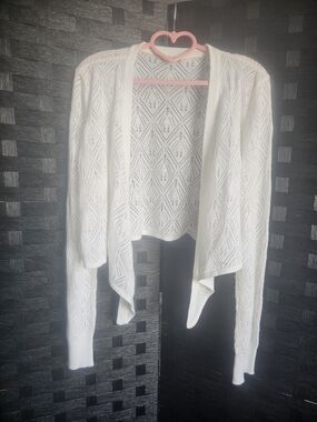White ohmg Open-Front Knit Cardigan Sweater